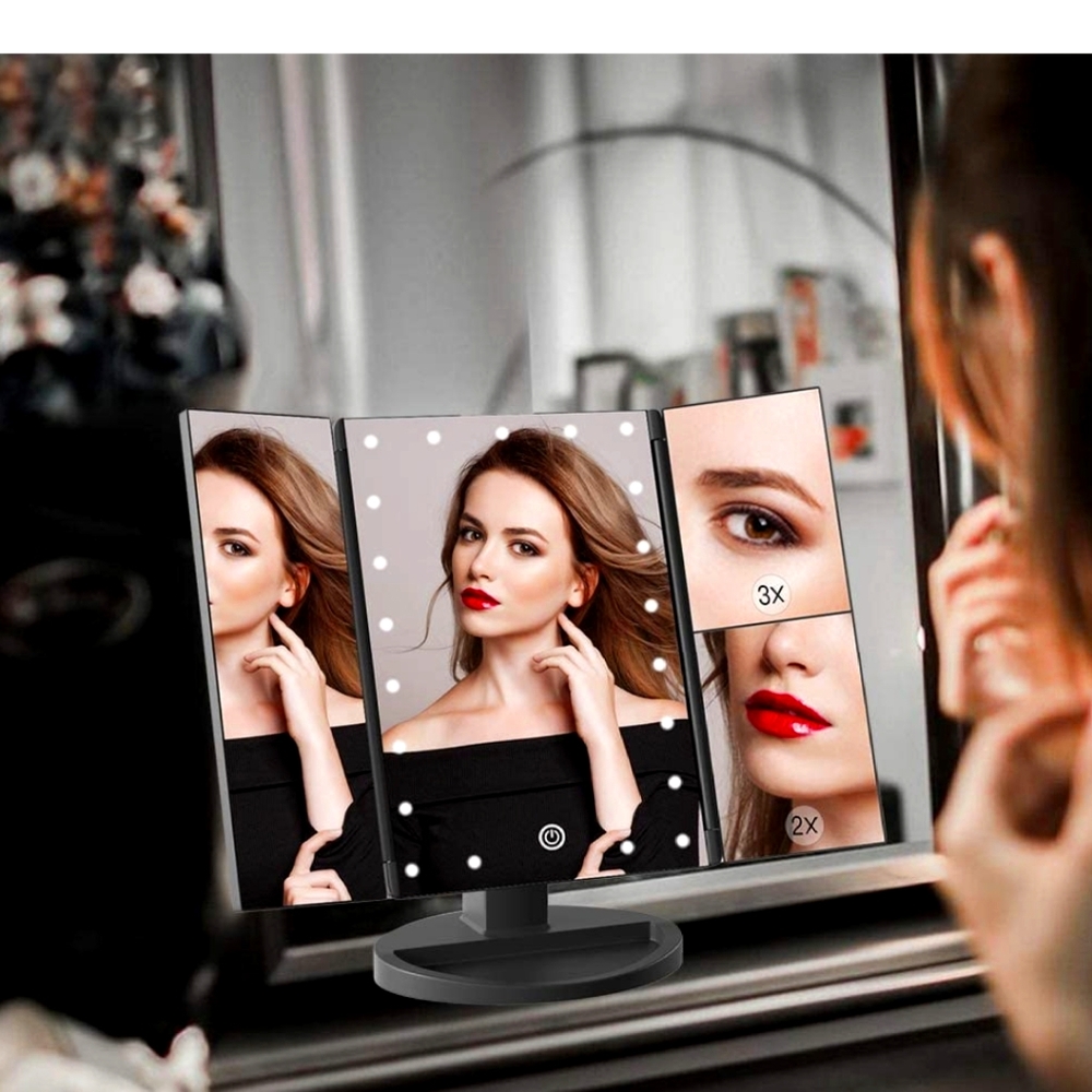 WEILY Lighted Makeup Mirror Black- Brand New